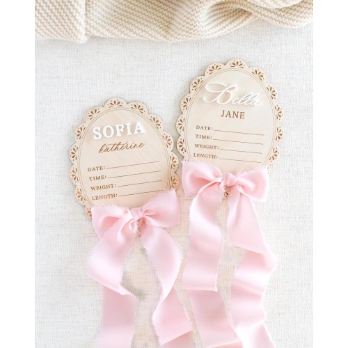 Custom Baby Girl Name Announcement Sign: Newborn Hospital Birth Statistic, Baby Shower Gift