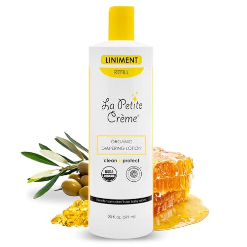 La Petite Creme French Premium Diapering Lotion - Diaper Cream Alternative to Baby Wipes - Gentle Moisturizer & Skin Cleanser with USDA Certified Organic Ingredients - Baby Essentials (20 oz)