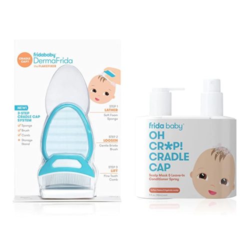 The 3-Step Cradle Cap System with Scalp Spray + Scalp Mask by Fridababy - Flake Fixer System with Mask+Spray Duo