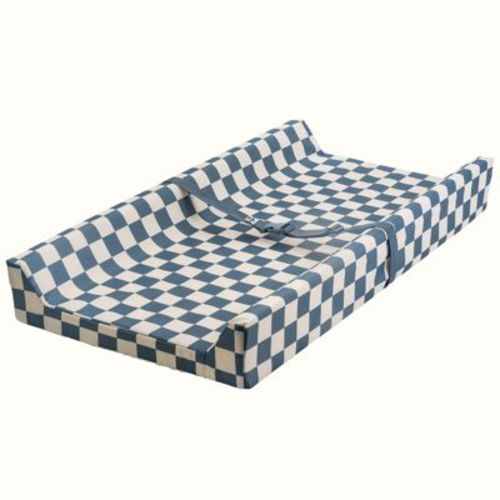 Tiny Twinkle Waterproof Changing Pad for Dresser – Wipeable, Non-Slip Base, Safety Strap & Washable Cover (Blue Checkers)
