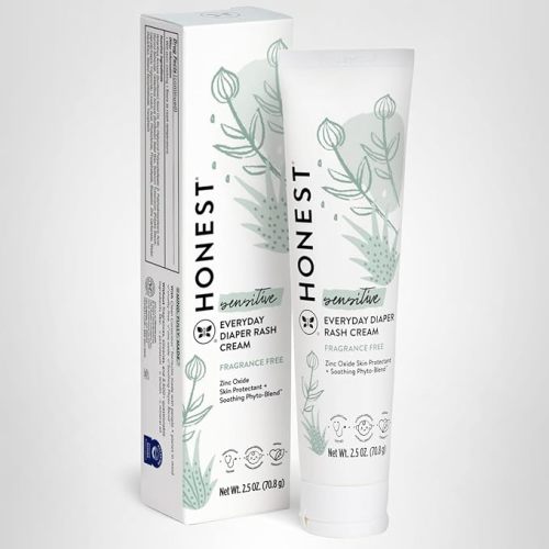 The Honest Company Hypoallergenic Diaper Rash Cream, Moisturizing, Calming Zinc Oxide Ointment, NEA Recognized Cruelty-Free, 2.5 oz