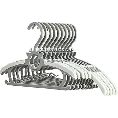 Baby Kids Clothes Hangers, 10 Pack Toddler Infant Nursery Childrens Hanger for Closet, Plastic Adjustable Stackable Hangers for Baby Clothes