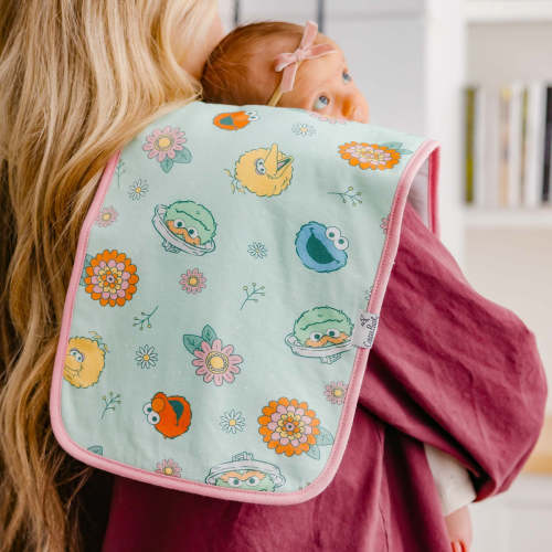 3 Pack Premium Burp Cloths - Sesame Street Retro Floral
