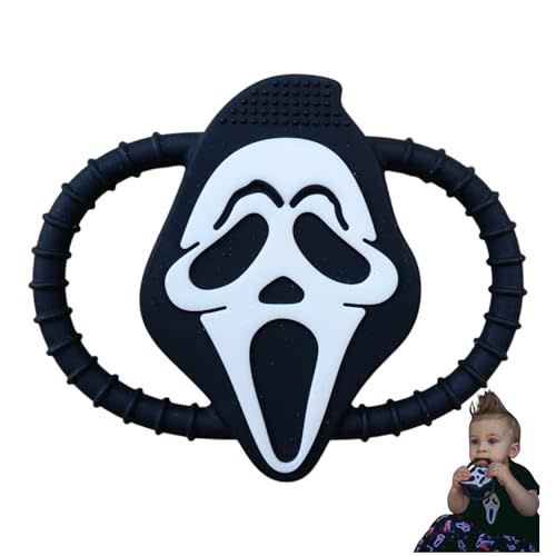 Spooky Teethers Halloween Horror Gothic Baby Teething Ring Toys – Grim Reaper Ghost Teether for Newborns, Infants & Toddlers – Sensory Toy Chew Bracelet for Teething Relief – October Fall Baby Shower