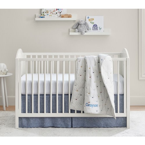 Embroidered Striped Baby Bedding | Pottery Barn Kids