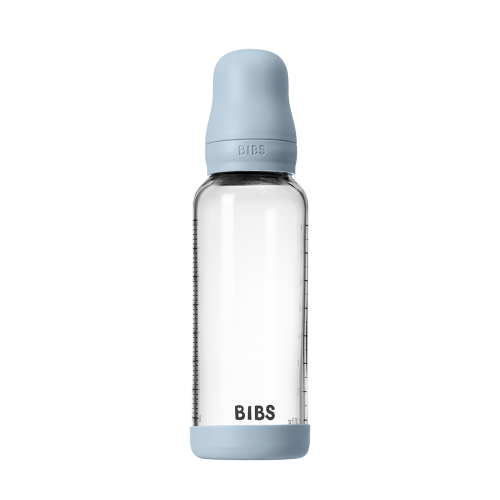 Baby Glass Bottle Set 8oz Silicone - Baby Blue – Bibsworld store US