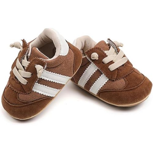 Newbron Baby Boys Girls Retro Sneakers Pu Leather Rubber Sole Walking Shoes Toddler Non-Slip First Walkers Infant Slippers Crib Shoes