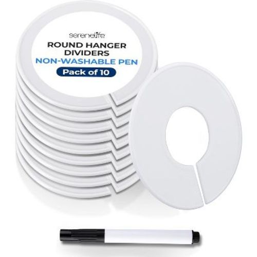 SereneLife Closet Divider Set with Marker - SLHASPLT34.5 10ct 3.5" White Round