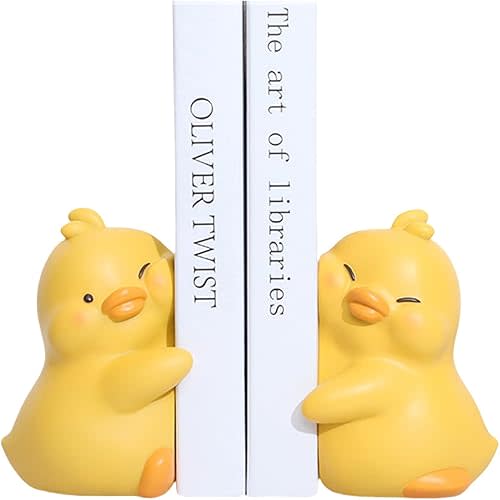 Cute Hug Ducks Decorative Bookends, Unique Book Ends to Hold Books Creative Resin Book Holder Stopper for Home Office Desk Bookshelf Decoration