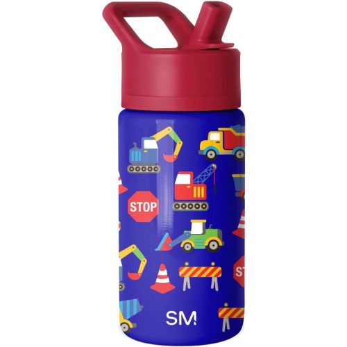 Simple Modern Kids Summit Water Bottle with Straw Lid | 14oz Stainless Steel Cup Insulated Tumbler for Toddlers, School | Under Construction