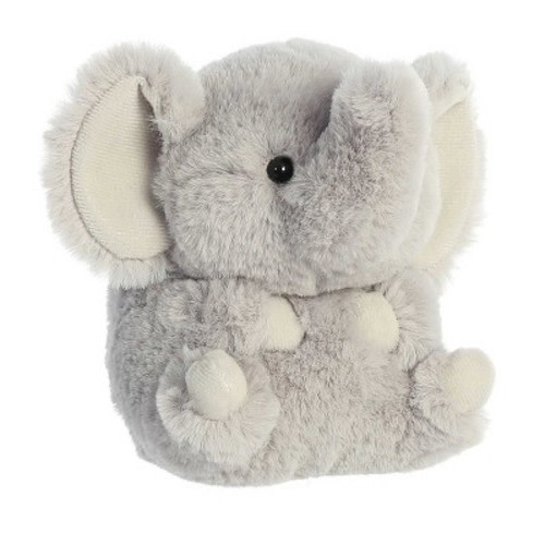 Aurora Mini Trumpeter Elephant Rolly Pet Playful Stuffed Animal Gray 5.5"