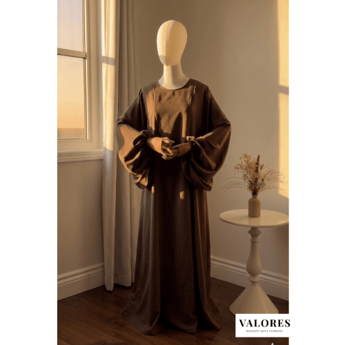 Coffee Cotton Bell-sleeve Abaya