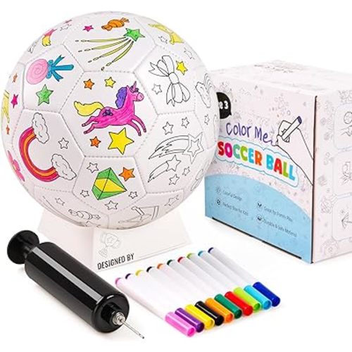 ZOOJOY Color Your Own Soccer Ball, Unicorn Art Craft Kit, Girls Boys Gifts