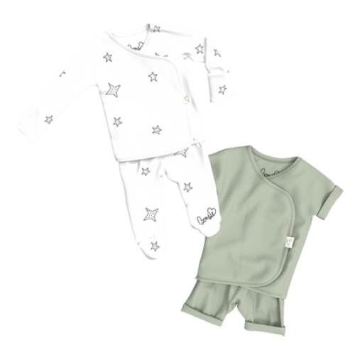 Baby Bundle - Stars Footie + Avocado Romper – Bonsie Skin to Skin Babywear