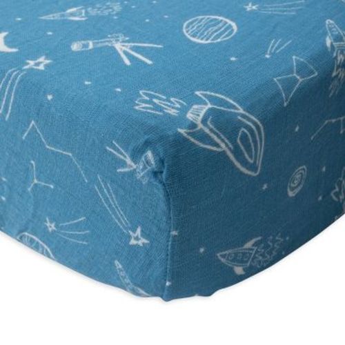 Red Rovr Organic Cotton Muslin Crib Sheet - Star Gaze
