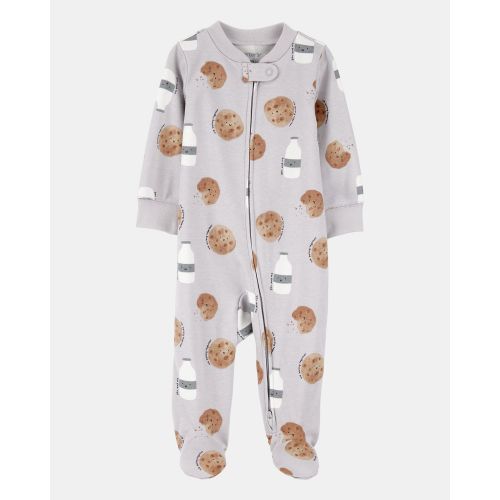 Milk & Cookies 2-Way Zip Cotton Sleep & Play Pajamas - Grey - Carter's | Carter's