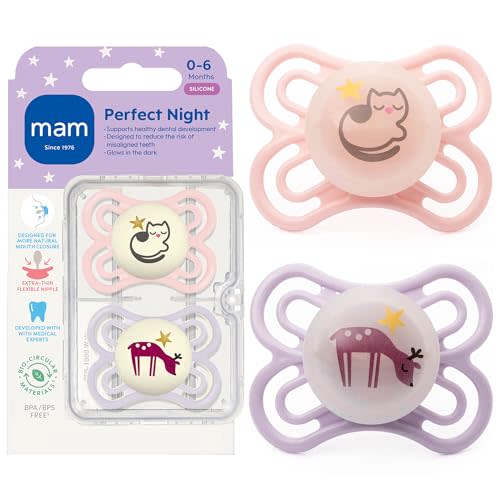 MAM Perfect Baby Premium Pacifier 0-6 Months, Extra Thin Nipple, 2 Pack