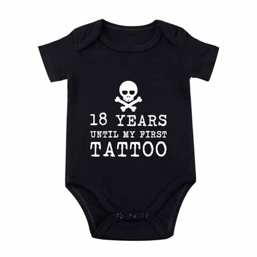 OYQA 18 Years Until My First Tattoo Baby Bodysuit Baby Tattoo Punk Rock Baby Bodysuit Rock and Roll Baby Clothes