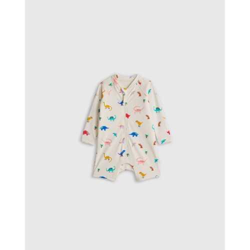 Long Sleeve Zip-Up Rash Guard One-Piece - Baby in Dinosaurs