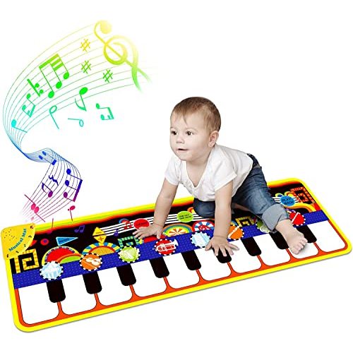 RenFox Baby Piano Mat with 25 Music Sounds, Kids Musical Playmat, Early Education Development Birthday Gift Music Toy for 1 2 3 Year Girls Boys, Piano Keyboard Touch Play Blanket for Child Toddlers