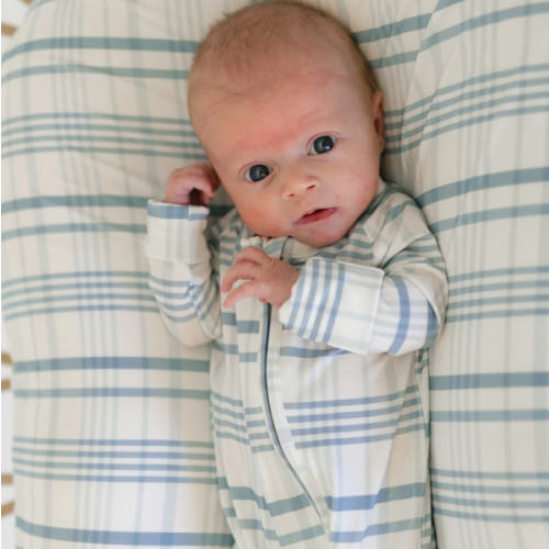 Infant Romper in Blue Plaid