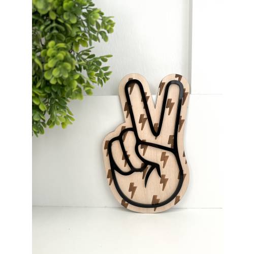 Lightning Bolt Peace Sign – Wood & Acrylic Boys Room Decor