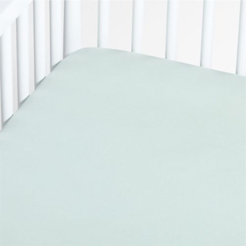 Green Organic Cotton Heathered Jersey Baby Crib Fitted Sheet