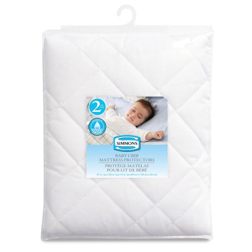 Simmons Quilted Microfiber Crib Mattress Protector, 2-pk