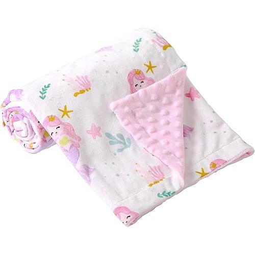iEvolve Baby Nursery Bed Blankets Ultra Soft Double Layer Mini Blanket Minky Blanket Receiving Blankets Shower Gifts(Mermaid,30 * 47in)