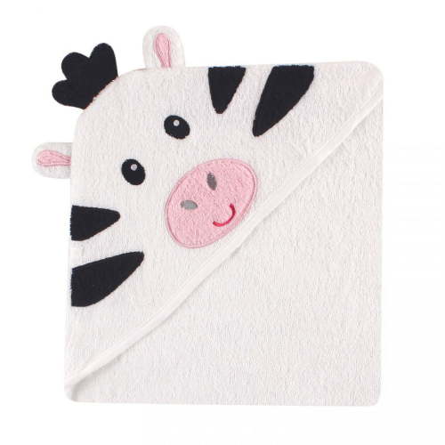 Luvable Friends Baby Unisex Cotton Animal Face Hooded Towel, Zebra, One Size