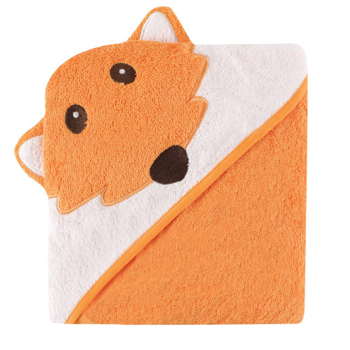 Luvable Friends Cotton Animal Face Hooded Towel, Fox
