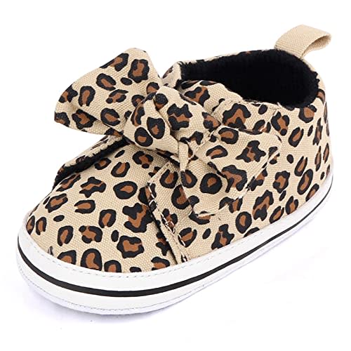 YTWM Baby Girls Shoes Leopard Walking Shoe for 0-18 Months, Easy Wear Non Slip Lightweight Baby Indoor Outdoor Sneakers