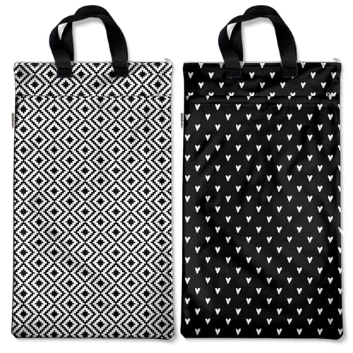 Mama Koala Reusable Hanging Wet Dry Bags for Baby Items, Cloth Diapers, Swimsuits, Travel, Gym Clothes, Beach, Pump Parts, Toiletries, Two Zippered Pockets, 2 Pack (W007L)