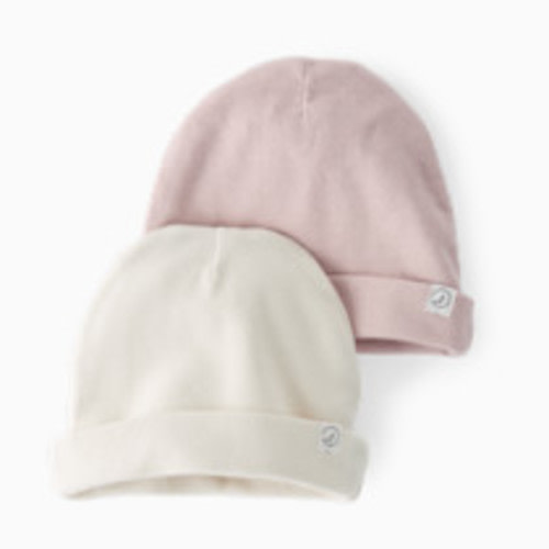 Carter's Little Planet 2-Pack Organic Cotton Rib Caps - Pink, Sweet Cream, 0-3 M