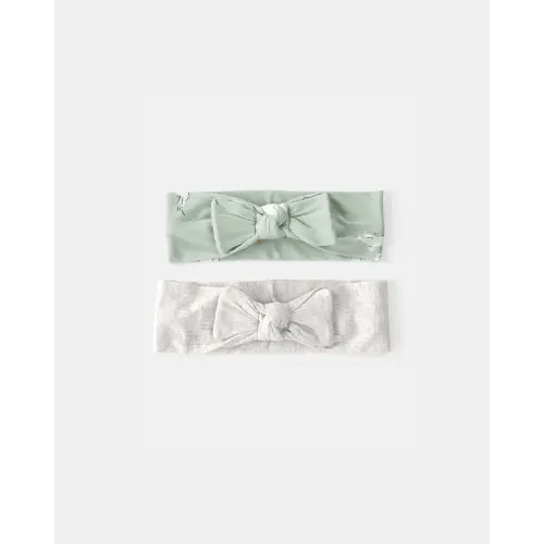 Baby Girl 2-Pack Easter Bunny PurelySoft Headwraps - Green/Ivory | Carter's