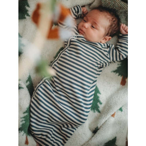 Steel Blue Stripe / Organic Ribbed Gown