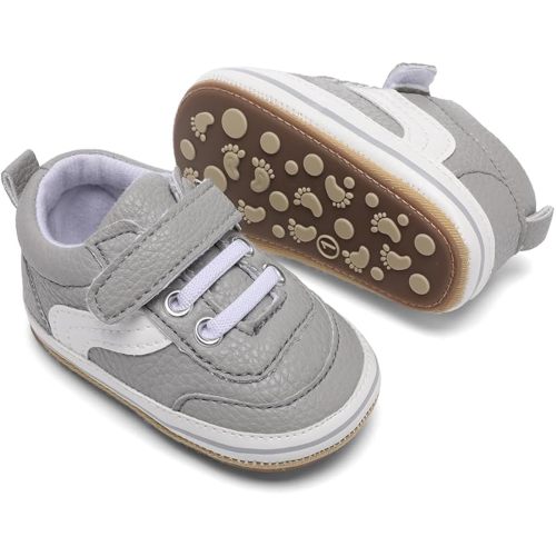 Clowora Baby Boys Girls Shoes Non-Slip Rubber Sole Sneakers Infant First Walking Toddler Crib Shoes Newborn Loafers Flats.