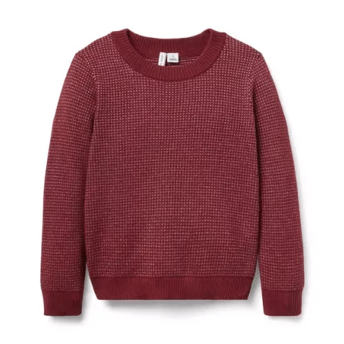 Boy Deep Maroon Birdseye Textured Sweater by Janie and Jack