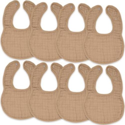 Comfy Cubs Muslin Cotton Baby Bibs, 8 Pack, Adjustable Size with Easy Snaps, Soft and Super Absorbent - Cedar