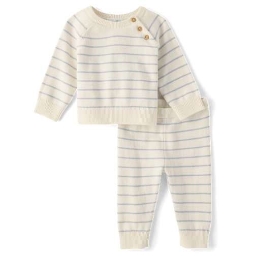 Baby Striped 2-Piece Outfit Set - Gray