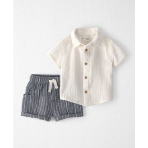 Baby Boys' Collared Shirt and Shorts, 2-Piece Set