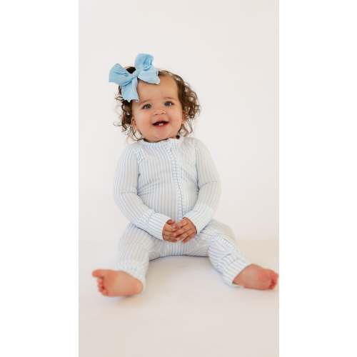 Infant Romper in Blue Pin Stripes