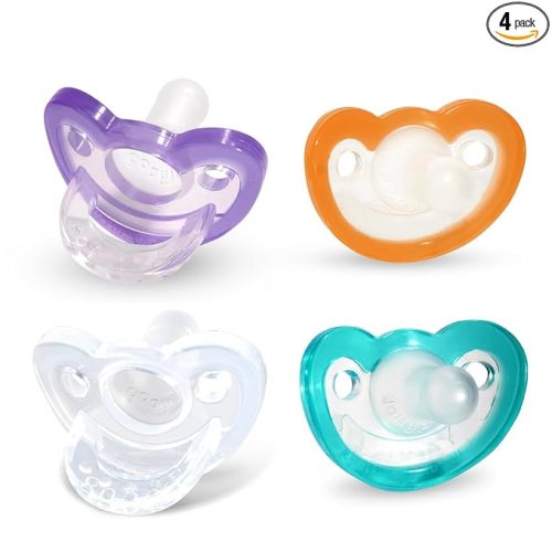RaZbaby Jollypop Pacifier for Babies 3 Months and Up, USA Made, Natural Shaped Orthodontic Binky, Lovingly Shared in NICUs & Hospitals Worldwide, Medical-Grade 100% BPA-Free, 3m+ (Variety, 4 Count)