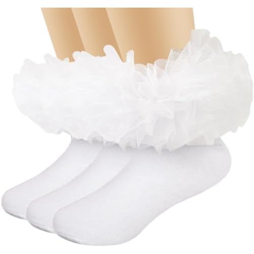 Grils Ruffle Socks Toddler Double Frilly Fluffy Princess Dress Cotton Sock Tutu Socks for Girls/Baby/Toddler