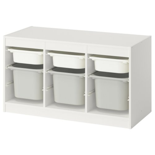 TROFAST Combinación almacenamiento+cajas - blanco blanco/gris 39x17 3/8x22 "