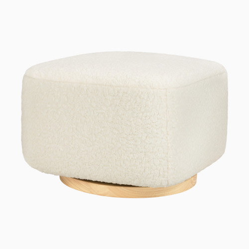 babyletto Kiwi Gliding Ottoman - Cream Shearling With Light Wood Base