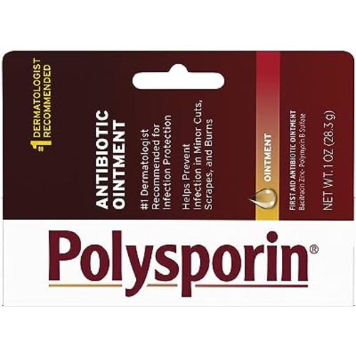 Polysporin First Aid Topical Antibiotic Skin Ointment With Bacitracin Zinc & Polymyxin B Sulfate, For Infection Protection & Wound Care, Neomycin-Free, Travel Size, 1 oz