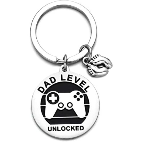 First Time Dad Uncle Gifts Fathers Day Keychain for New Dad Uncle, Daddy to be Dad Uncle Level Unlocked Keychain