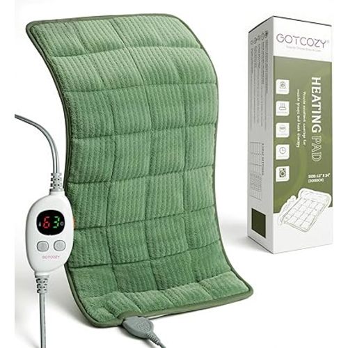 GOTCOZY Weighted Heating Pad - Electric Heat Pad for Back Neck Shoulder Pain Relief,6 Heat Settings,3H Auto Shut Off, Birthday Gifts for Women Men, Dad, Mom (Sage Green)