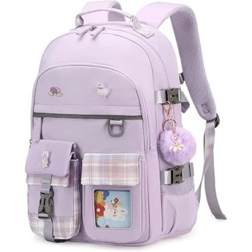 Backpack for Girls, 15.6 Inch Laptop School Bag Kids Kindergarten Elementary College Backpacks Large Bookbags for Teen Girl Women Students Casual Travel Daypacks (Purple)